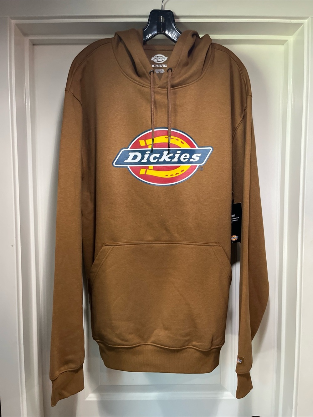 Mens XLT Dickies Logo Fleece Hoodie Water Repellent Brown Duck XL-TALL New Tag